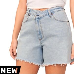 Vintage Cool Girl Crossover Dad Shorts Abercrombie High Rise Raw Hem 35/20 New